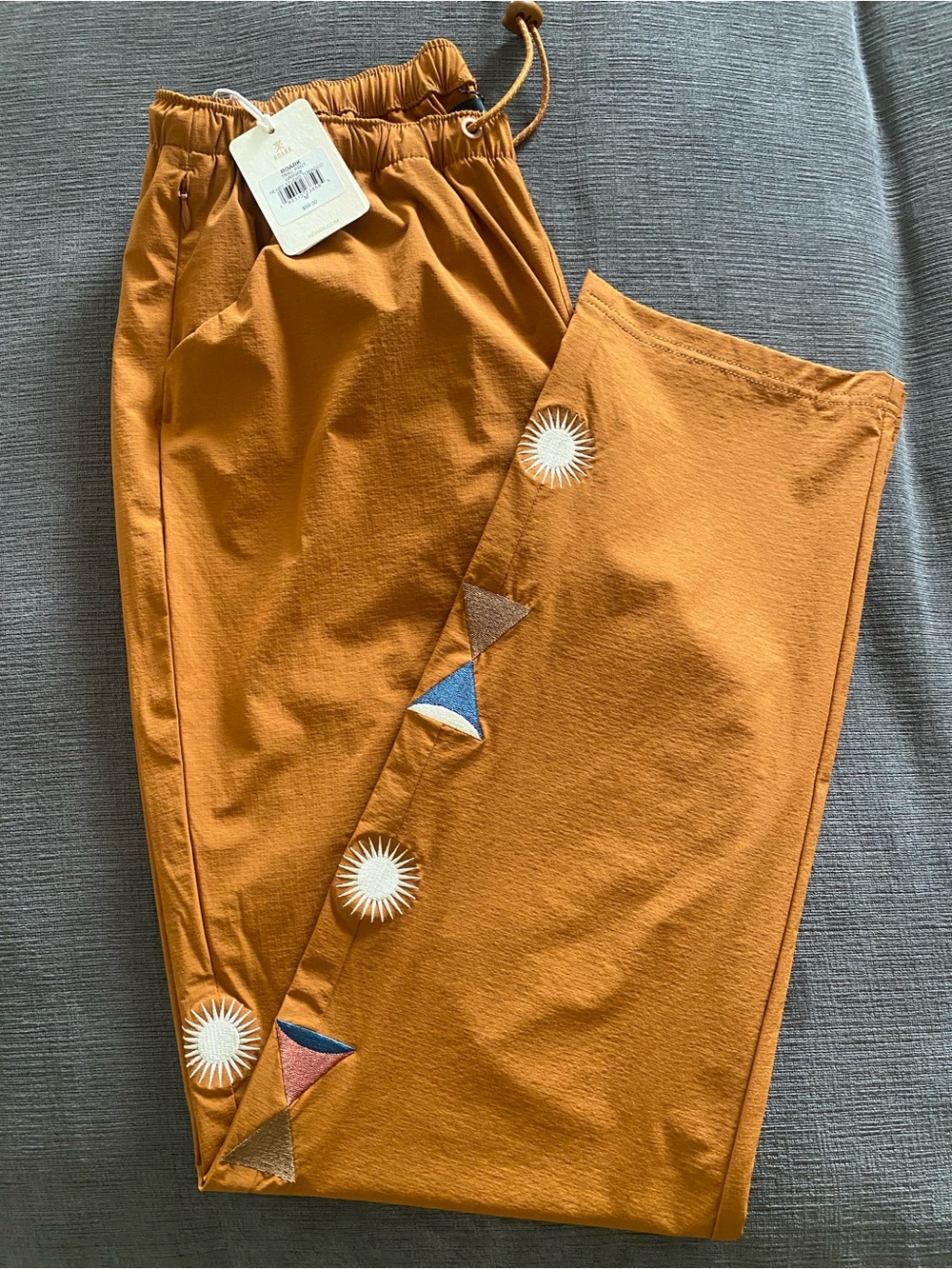 Women’s Mustard Embroidered Drawstring Pants